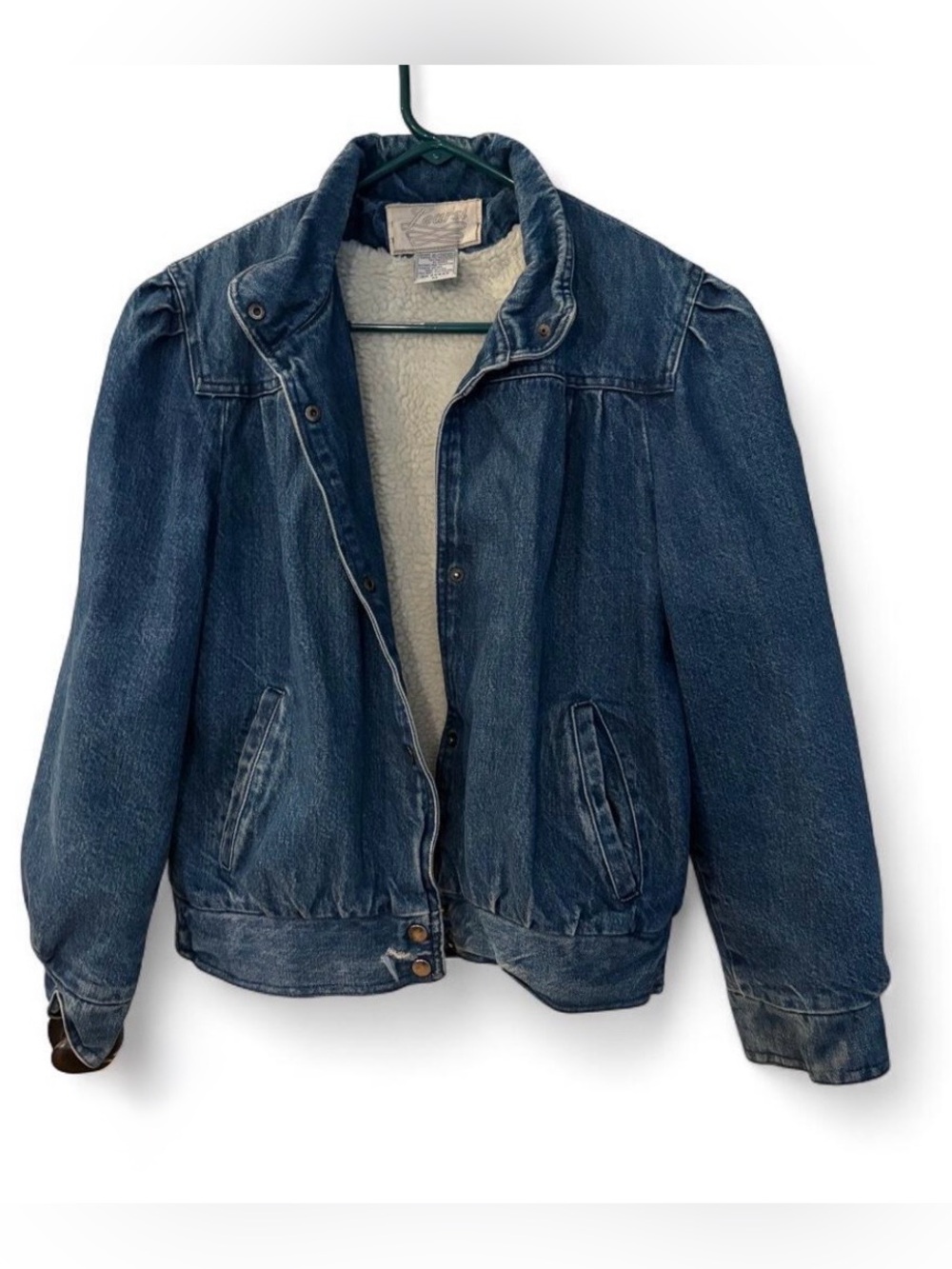 Vintage Learsi Women’s Sz. M Sherpa-Lined Denim Bomber Jacket